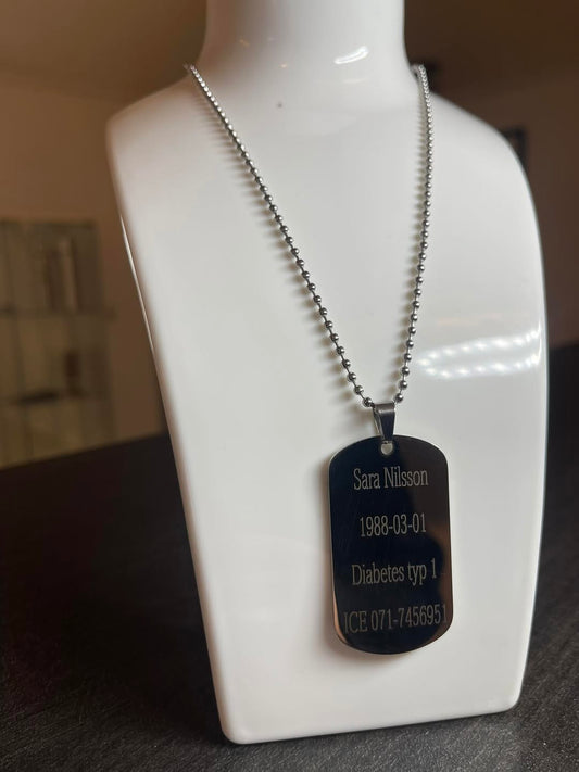 Säkerhet/medicinskt halsband (gravyrprodukt)